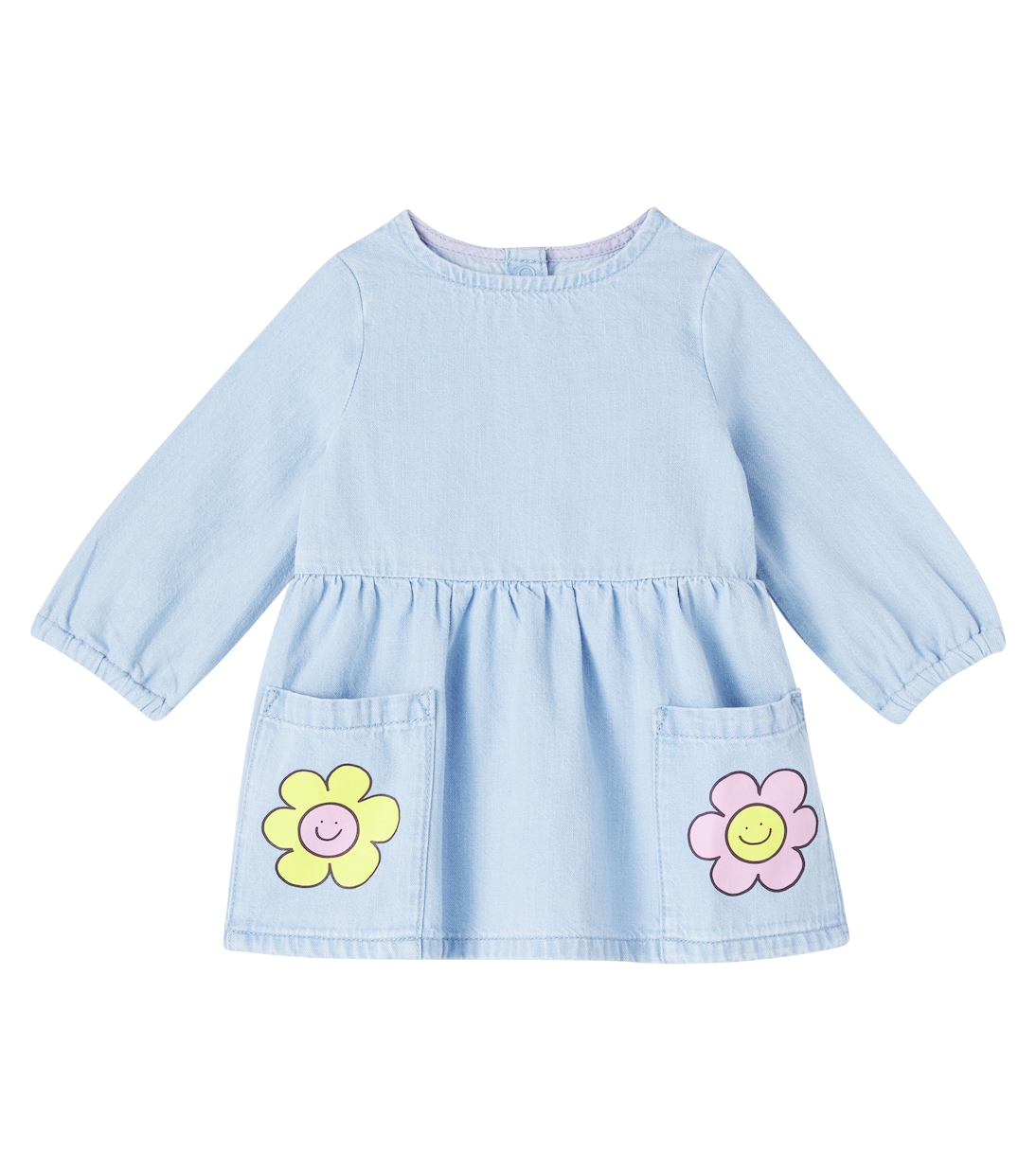 Детское платье из джинсовой ткани с цветочным принтом Stella McCartney Kids, Azure-Blue 
Детское платье из джинсовой ткани с цветочным принтом Stella McCartney Kids, Azure-Blue