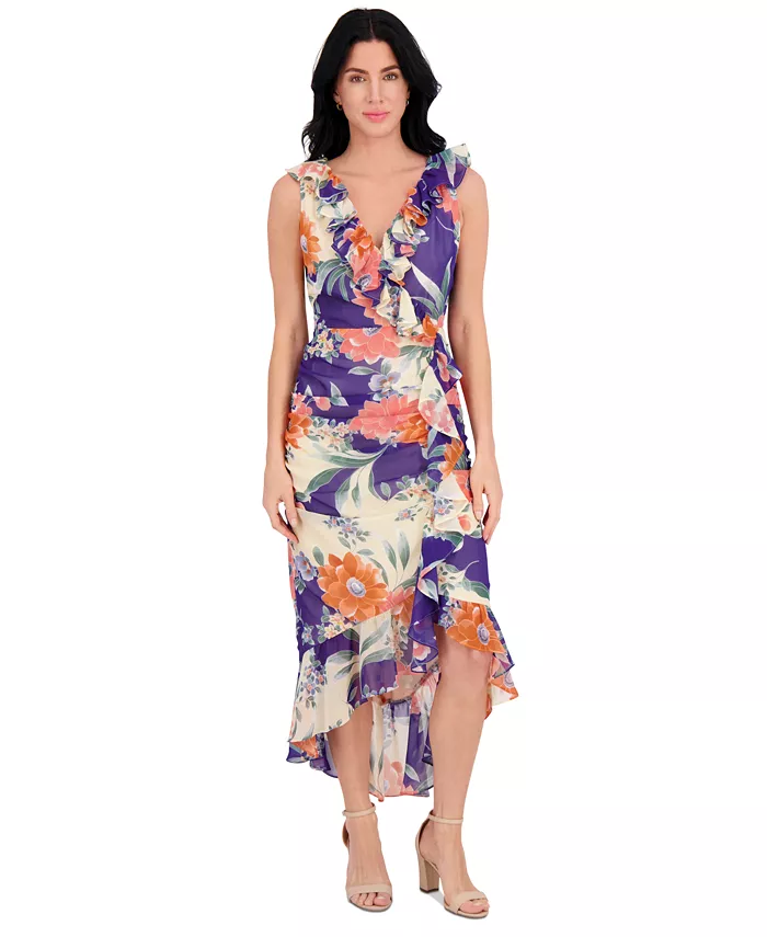 Женское платье макси с принтом, рюшами и асимметричным подолом kensie, мультиколор
Женское платье макси с принтом, рюшами и асимметричным подолом kensie, мультиколор