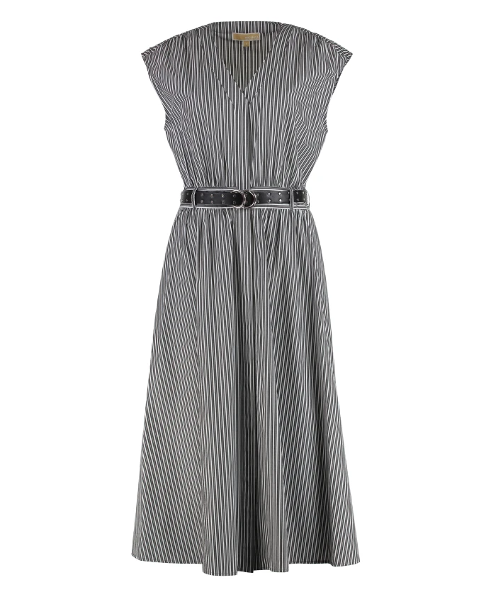 Полосатое хлопковое поплиновое платье миди с поясом Michael Kors, мультиколор
Полосатое хлопковое поплиновое платье миди с поясом Michael Kors, мультиколор