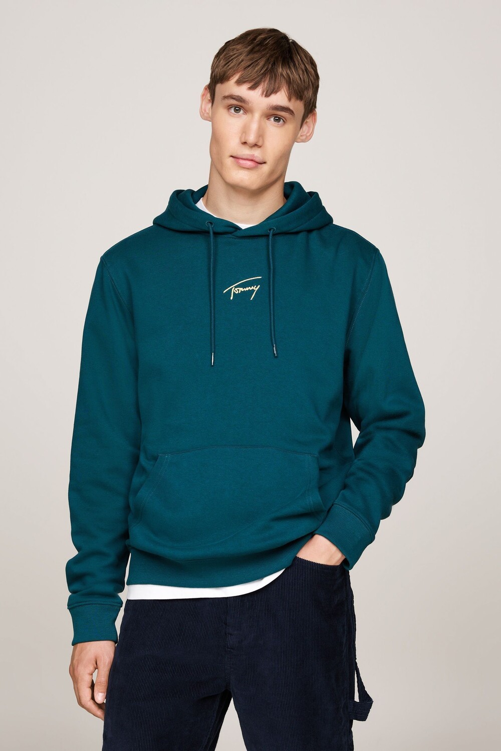 Толстовка с капюшоном Regular fit natural signature Tommy Jeans, синий 
Толстовка с капюшоном Regular fit natural signature Tommy Jeans, синий