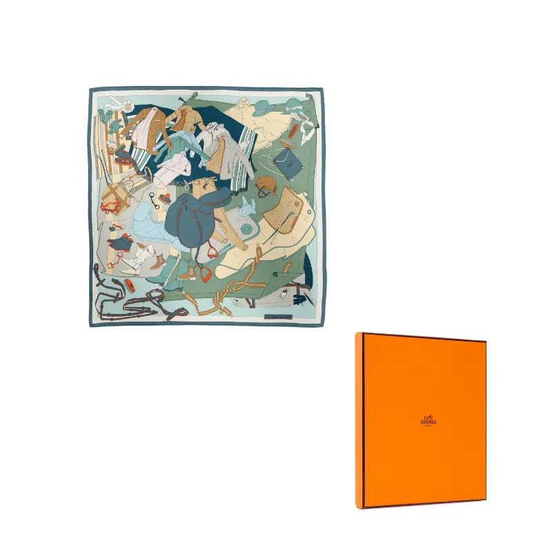 HERMES Шелковый шарф унисекс зеленый, Green
HERMES Шелковый шарф унисекс зеленый, Green