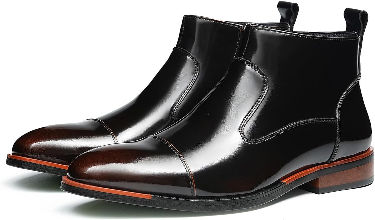 Мужские ботинки Santimon Chelsea из лакированной кожи - блестящие черные ботинки на молнии сбоку для делового, свадебного, вечернего и повседневного модного образа
Мужские ботинки Santimon Chelsea из лакированной кожи - блестящие черные ботинки на молнии сбоку для делового, свадебного, вечернего и повседневного модного образа