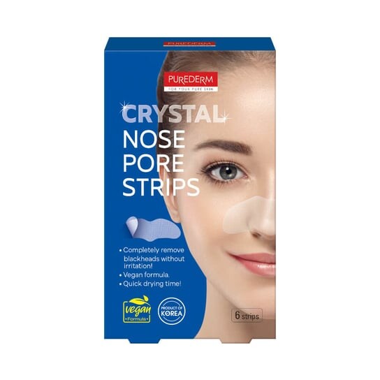Веганские очищающие полоски для носа, 6 шт. Purederm, Crystal Nose Pore Strips
Веганские очищающие полоски для носа, 6 шт. Purederm, Crystal Nose Pore Strips