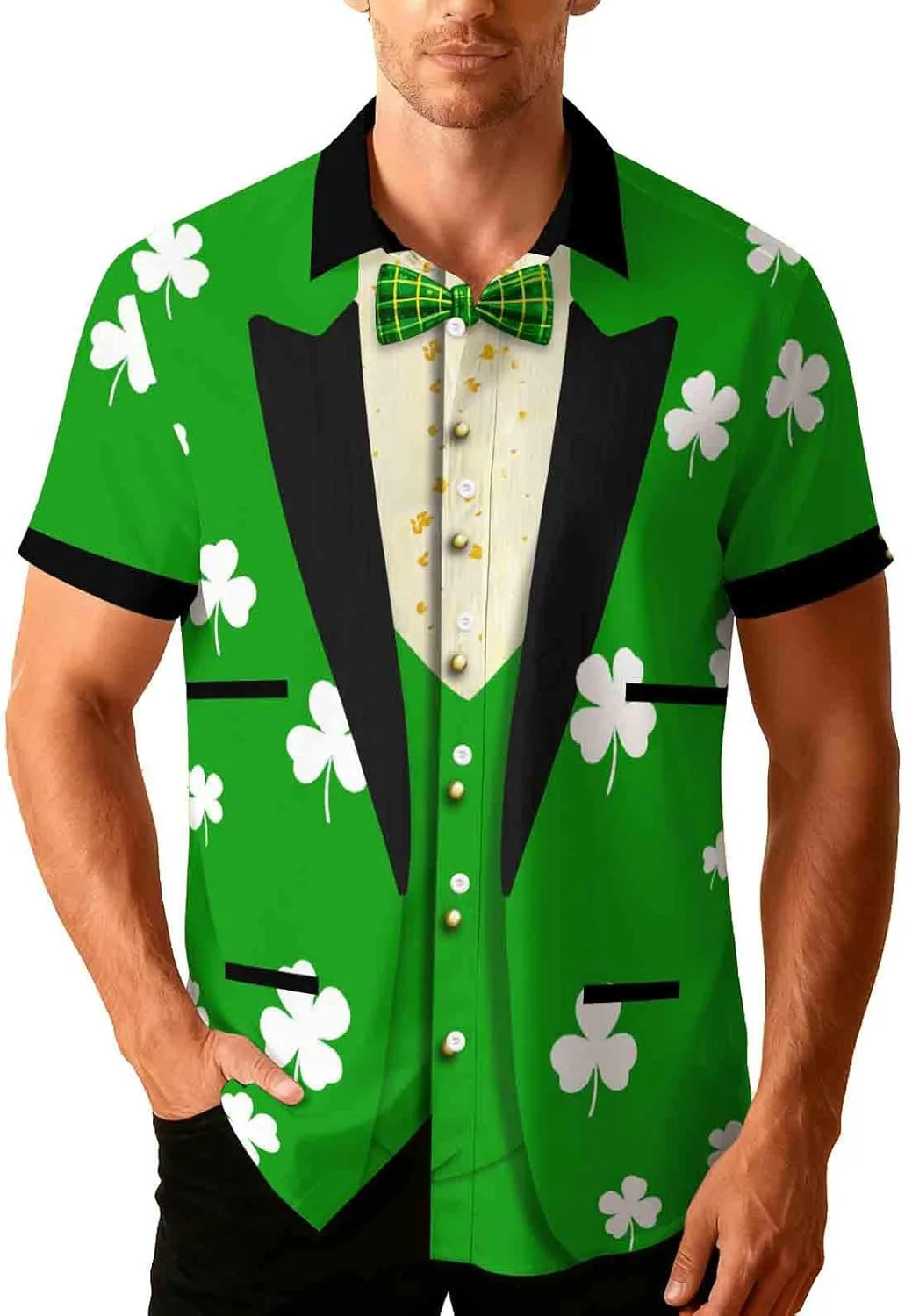 Футболка мужская St Patricks Day с 3D принтом в виде смокинга и трилистника, зеленая
Футболка мужская St Patricks Day с 3D принтом в виде смокинга и трилистника, зеленая