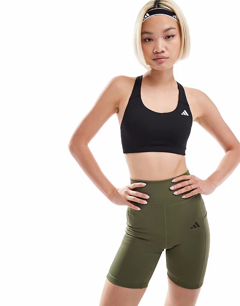 Спортивный бюстгальтер Adidas Training средней поддержки в рубчике, черный
Спортивный бюстгальтер Adidas Training средней поддержки в рубчике, черный