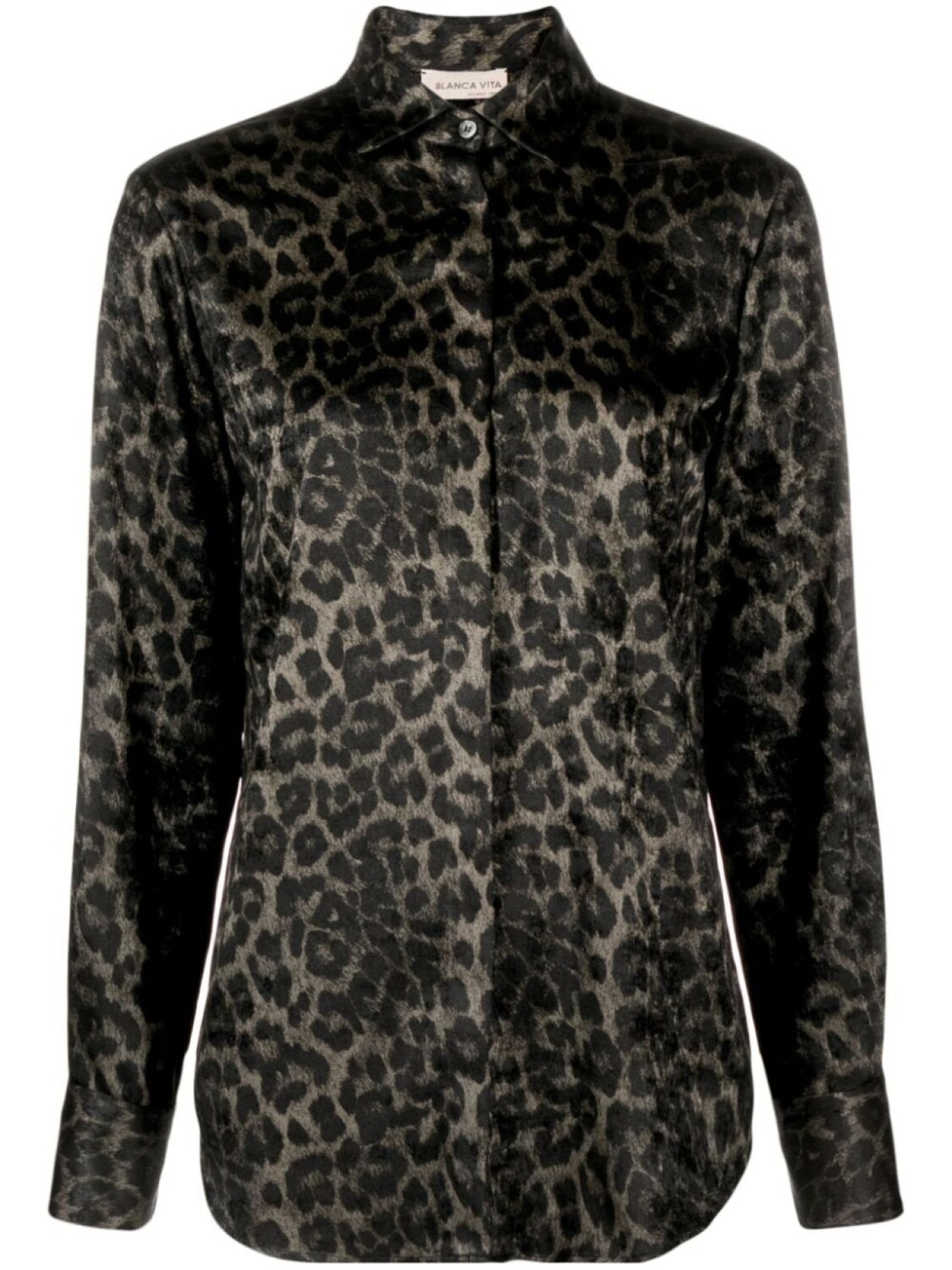 Blanca Vita leopard-print satin shirt, серый 
Blanca Vita leopard-print satin shirt, серый