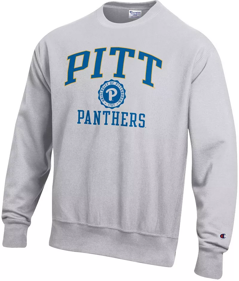 Мужской свитшот Champion Pitt Panthers серебристо-серого цвета с обратным плетением и круглым вырезом
Мужской свитшот Champion Pitt Panthers серебристо-серого цвета с обратным плетением и круглым вырезом