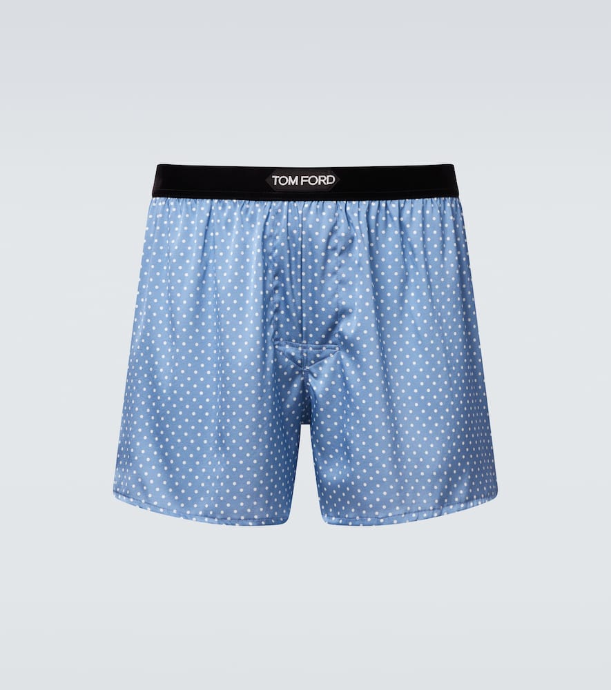 Боксеры из шелковой смеси Logo Tom Ford, Sky Blue/White
Боксеры из шелковой смеси Logo Tom Ford, Sky Blue/White