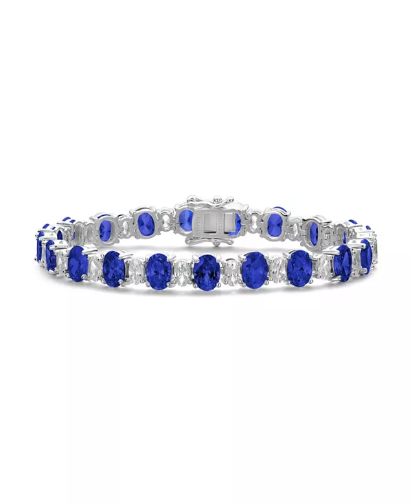 Теннисный браслет из стерлингового серебра с покрытием из белого золота и овальными кубическими цирконами. Genevive, blue
Теннисный браслет из стерлингового серебра с покрытием из белого золота и овальными кубическими цирконами. Genevive, blue