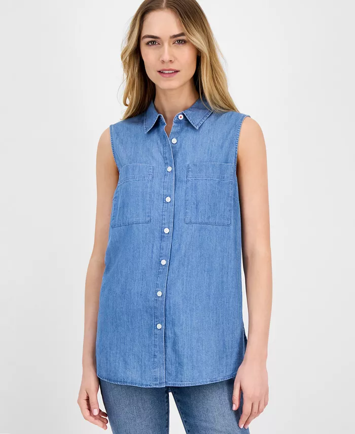 Женская рубашка без рукавов из шамбре на пуговицах Nautica Jeans, синий
Женская рубашка без рукавов из шамбре на пуговицах Nautica Jeans, синий