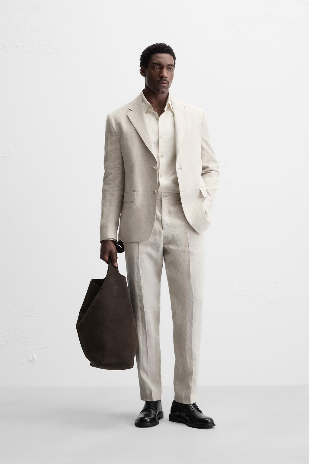 100% льняные костюмные брюки ZARA, светло-бежевый
100% льняные костюмные брюки ZARA, светло-бежевый