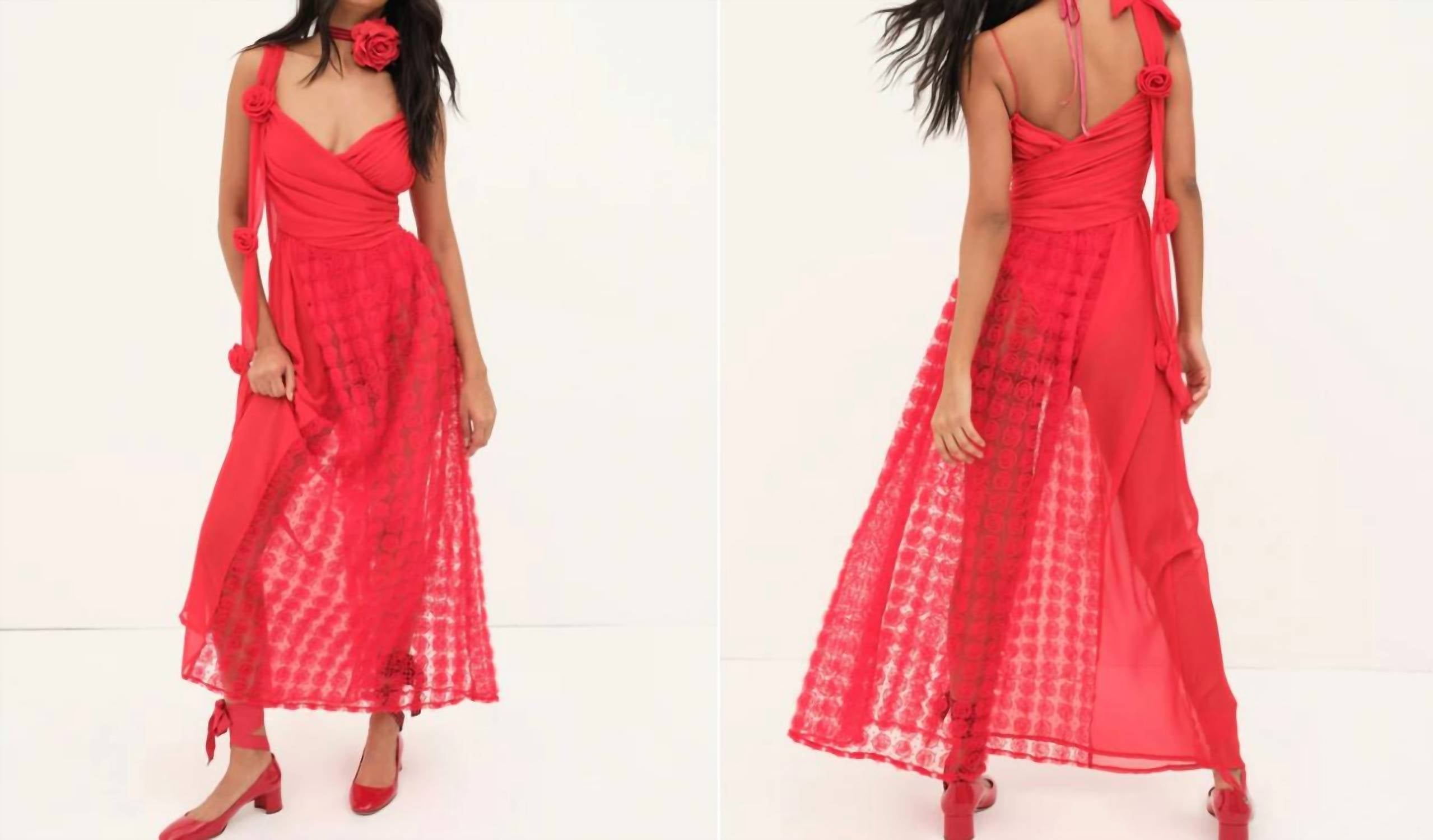 Платье макси Ханна с красным цветочным принтом for Love & Lemons 
Платье макси Ханна с красным цветочным принтом for Love & Lemons