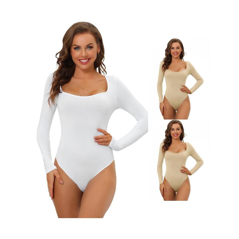 3 упаковки женских боди с длинными рукавами, корректирующее белье, облегающий эластичный трико с квадратным вырезом, комбинезон, топы ALLEGRA K, цвет Khaki White
3 упаковки женских боди с длинными рукавами, корректирующее белье, облегающий эластичный трико с квадратным вырезом, комбинезон, топы ALLEGRA K, цвет Khaki White