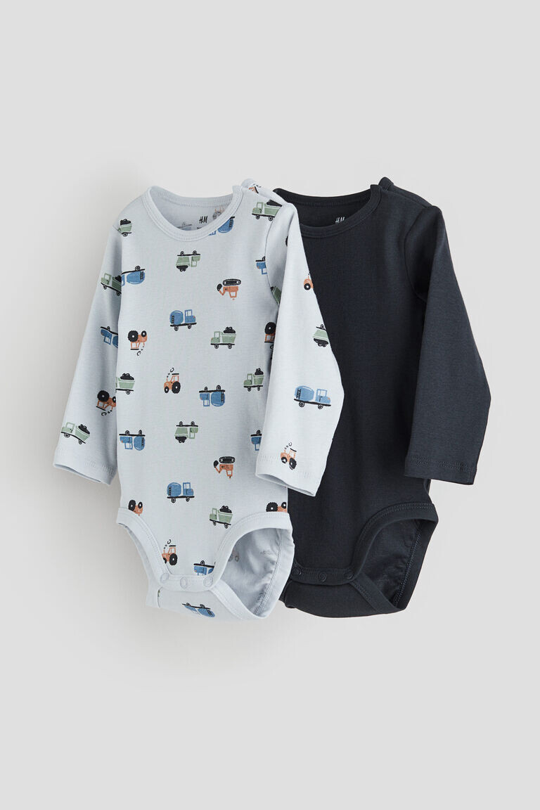 Комплект из двух боди с длинными рукавами H&M, синий
Комплект из двух боди с длинными рукавами H&M, синий