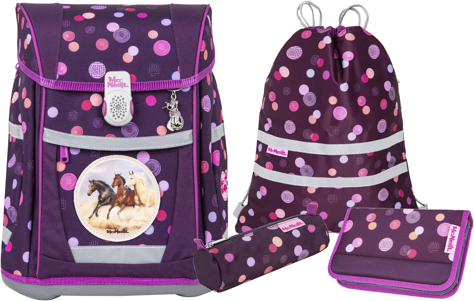 Школьная сумка McNeill "Tenero, Ruby", светоотражающие полосы на лямках, светоотражающие поверхности, в том числе пенал, спортивная сумка, рулончик для карандашей и магнит с мотивом, цвет Ruby
Школьная сумка McNeill "Tenero, Ruby", светоотражающие полосы на лямках, светоотражающие поверхности, в том числе пенал, спортивная сумка, рулончик для карандашей и магнит с мотивом, цвет Ruby