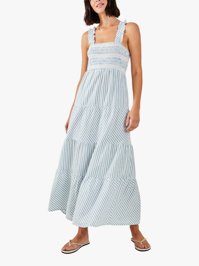 Макси-платье с гофрированным лифом в полоску Accessorize, синий/белый
Макси-платье с гофрированным лифом в полоску Accessorize, синий/белый