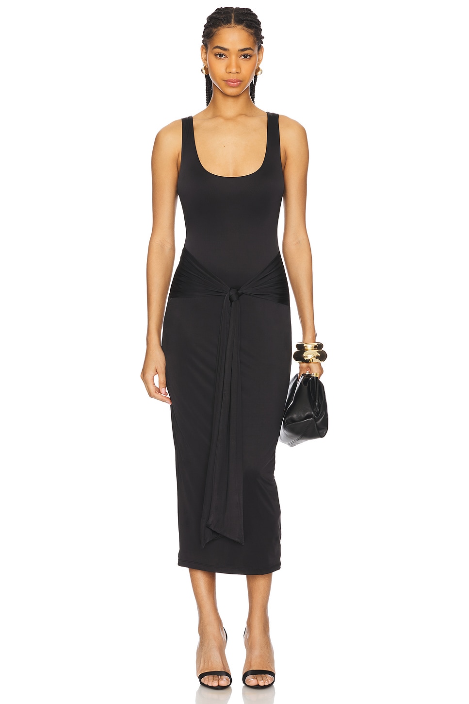 Платье миди из джерси со сборками Good American, black001
Платье миди из джерси со сборками Good American, black001