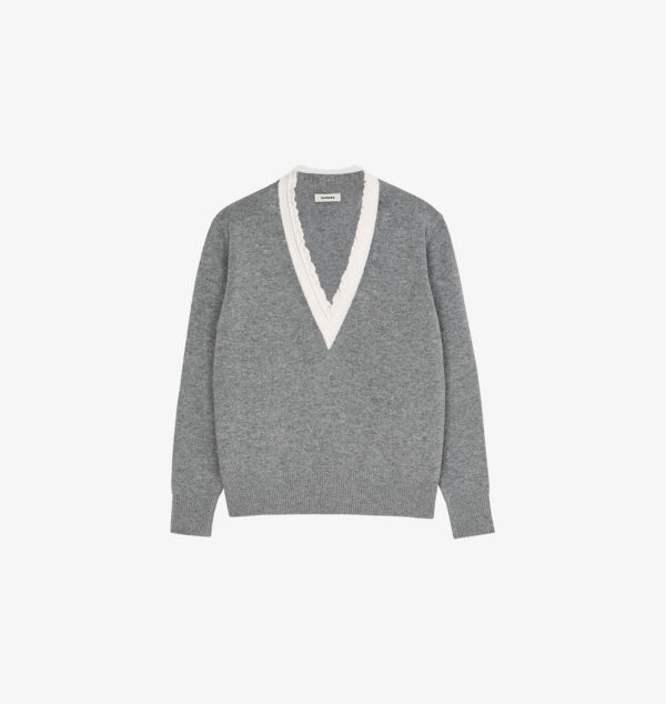 Джемпер из шерсти и кашемира с V-образным вырезом и оборками Sandro, мультиколор
Джемпер из шерсти и кашемира с V-образным вырезом и оборками Sandro, мультиколор