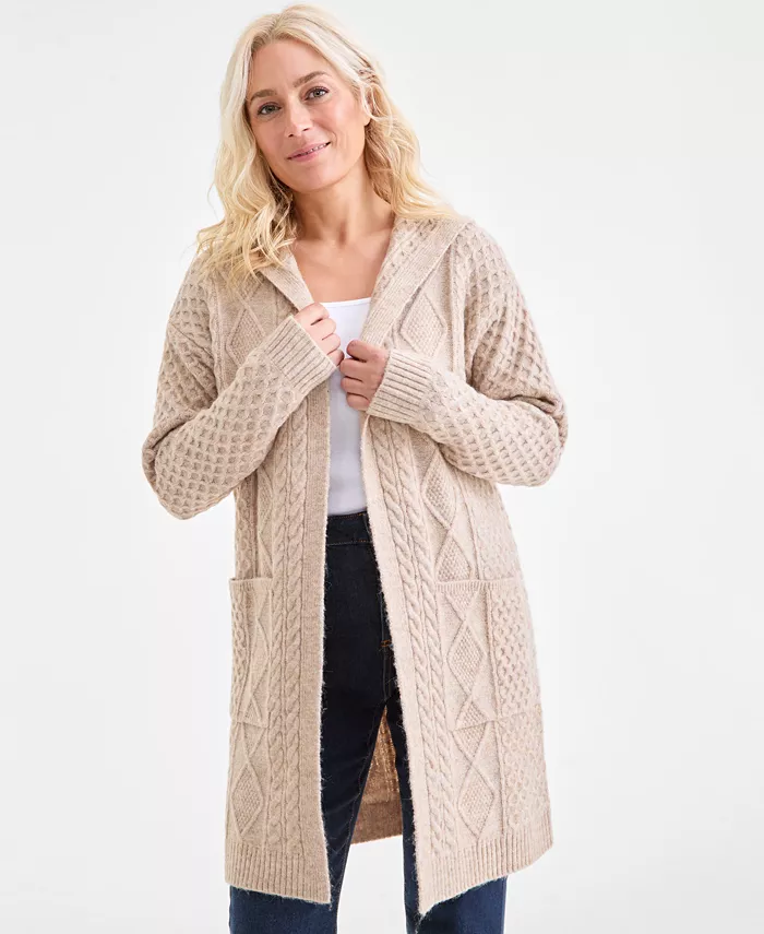 Женский кардиган с капюшоном и объемной косой вязкой, созданный для Macy's Style & Co, загар/бежевый
Женский кардиган с капюшоном и объемной косой вязкой, созданный для Macy's Style & Co, загар/бежевый