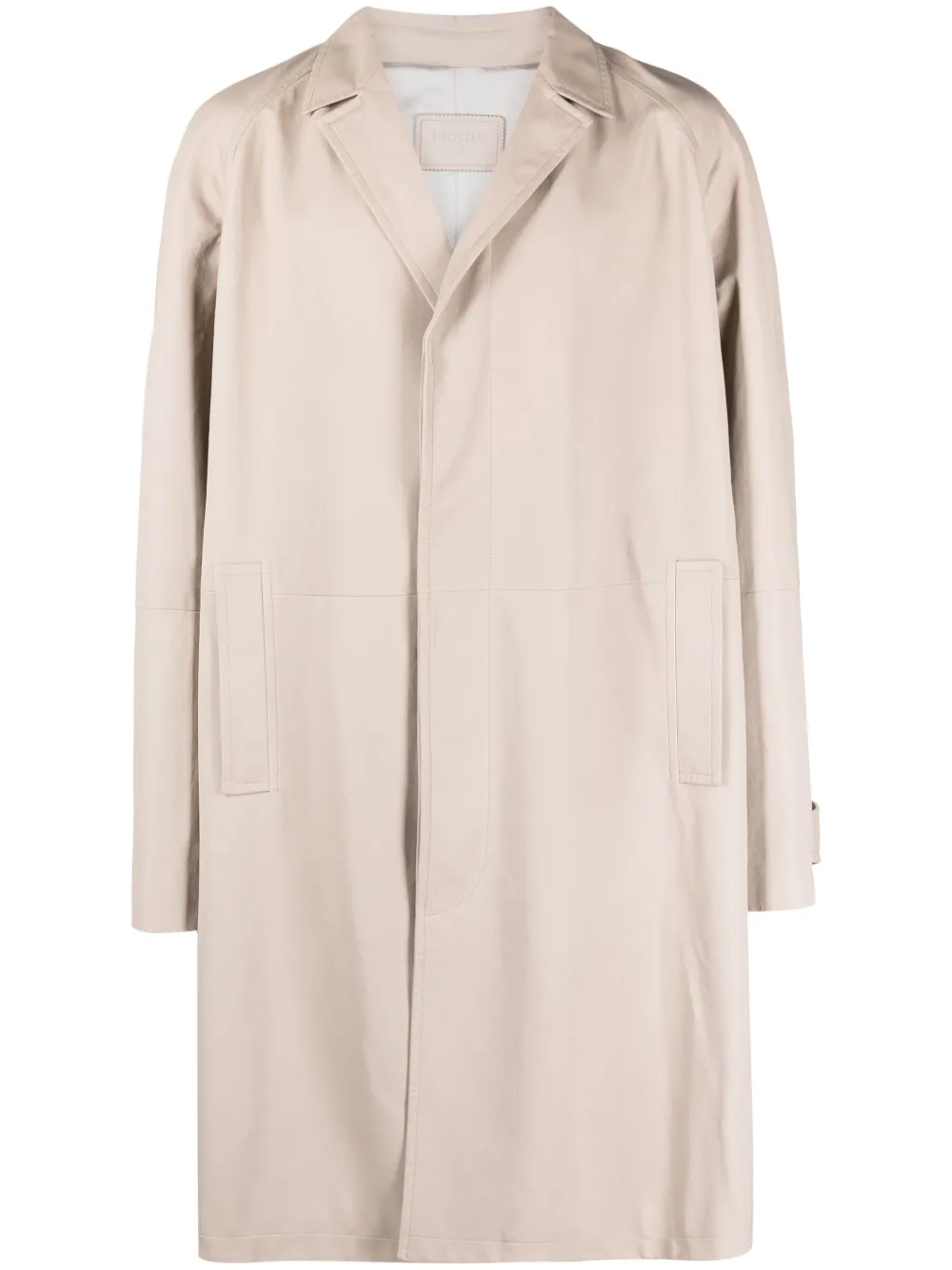 Тренч с потайной застежкой Prada, нейтральный
Тренч с потайной застежкой Prada, нейтральный