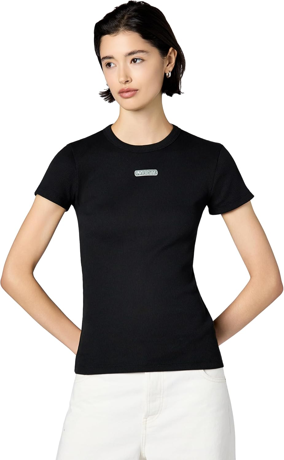 Женская облегающая футболка Lacoste с рубчиком, Black
Женская облегающая футболка Lacoste с рубчиком, Black