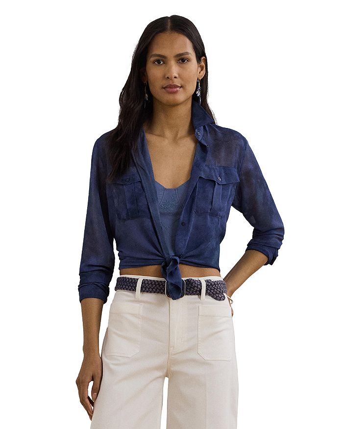 Классическая блузка из шифона с принтом Ralph Lauren, синий
Классическая блузка из шифона с принтом Ralph Lauren, синий