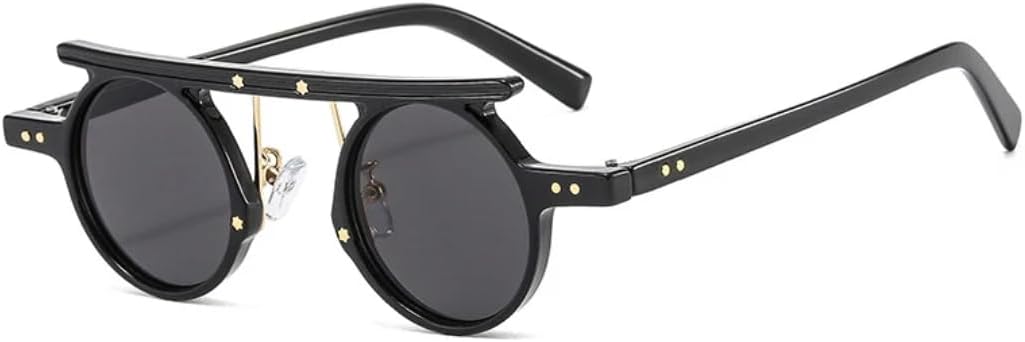 Модные маленькие круглые панк-солнцезащитные очки для женщин в стиле ретро с прозрачными градиентными линзами цвета океана, защита от УФ-излучения UV400, для мужчин — двухцветные с заклепками UATXTAU, Black Grey
Модные маленькие круглые панк-солнцезащитные очки для женщин в стиле ретро с прозрачными градиентными линзами цвета океана, защита от УФ-излучения UV400, для мужчин — двухцветные с заклепками UATXTAU, Black Grey