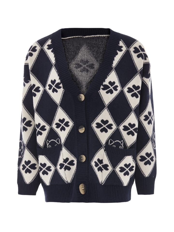 Женский кардиган из темно-синей шерсти белого цвета myMo
Женский кардиган из темно-синей шерсти белого цвета myMo