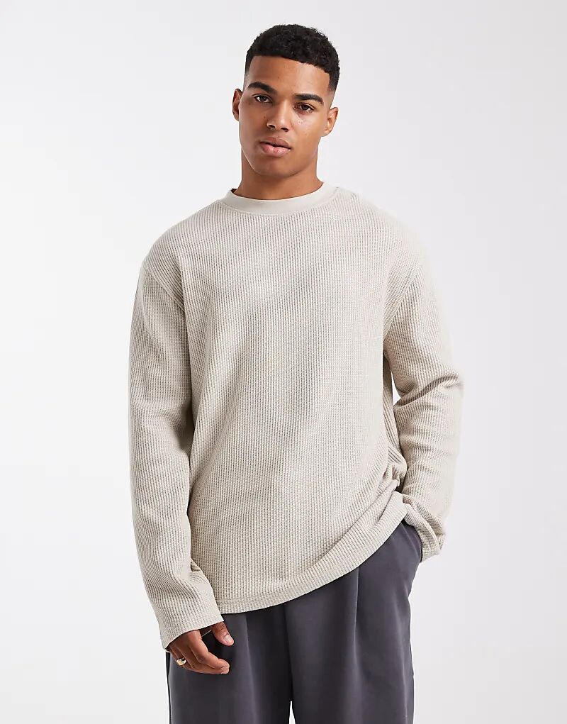 Плотная свободная футболка с длинными рукавами ASOS DESIGN бежевого цвета с вафельным узором
Плотная свободная футболка с длинными рукавами ASOS DESIGN бежевого цвета с вафельным узором