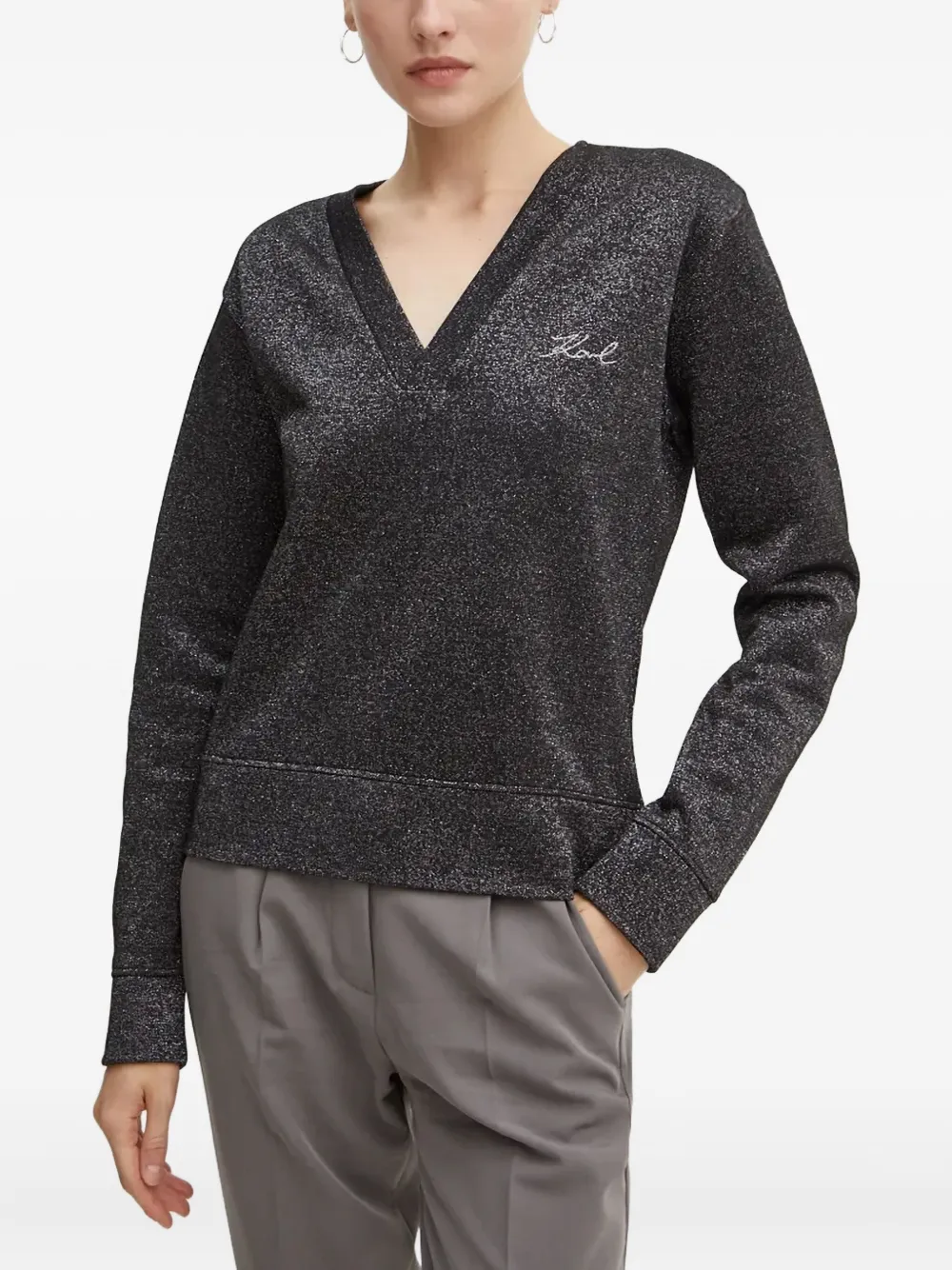 Свитшот с V-образным вырезом и вышитым логотипом Karl Lagerfeld, черный
Свитшот с V-образным вырезом и вышитым логотипом Karl Lagerfeld, черный