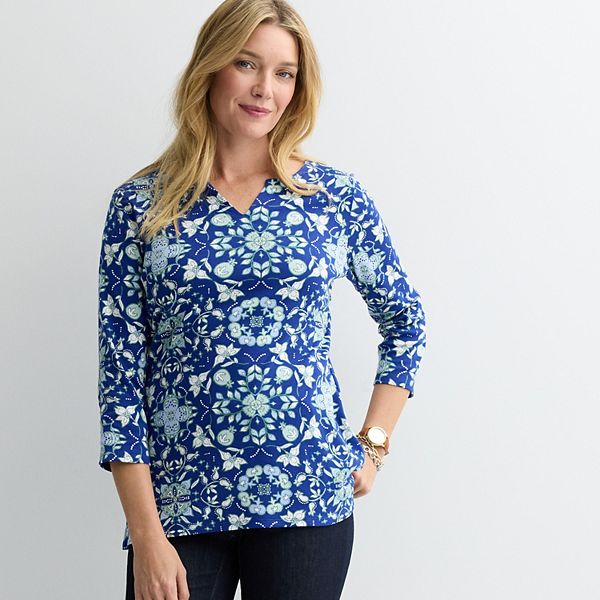 Женский топ с рукавом три четверти и разрезом на горловине Croft & Barrow, Blue Fresh Tile
Женский топ с рукавом три четверти и разрезом на горловине Croft & Barrow, Blue Fresh Tile