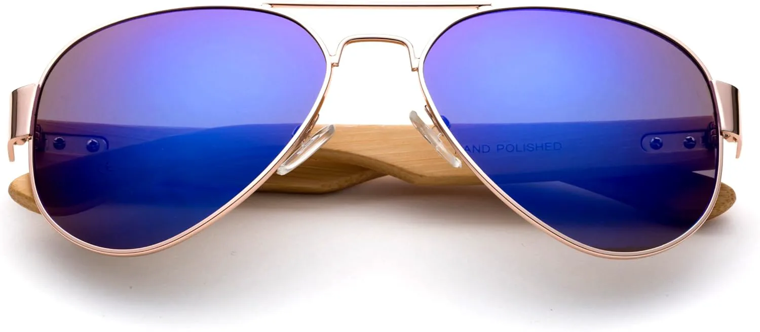 Высококачественные солнцезащитные очки-авиаторы с дужками из натурального бамбука. Бамбуковые солнцезащитные очки для мужчин и женщин Newbee Fashion, Blue Flash
Высококачественные солнцезащитные очки-авиаторы с дужками из натурального бамбука. Бамбуковые солнцезащитные очки для мужчин и женщин Newbee Fashion, Blue Flash