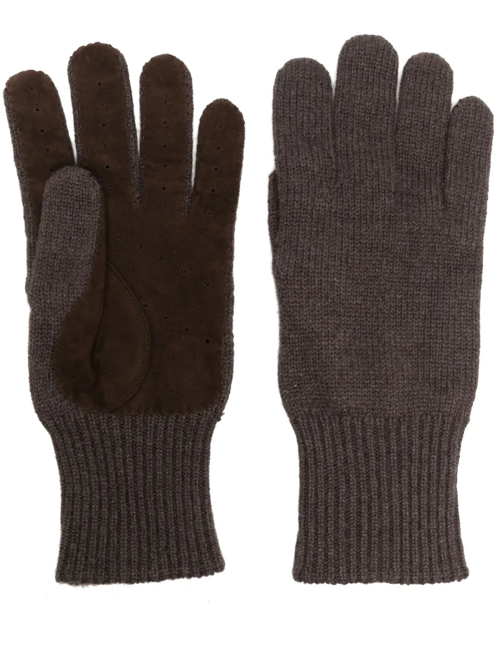 Кашемировые перчатки со вставками Brunello Cucinelli, коричневый 
Кашемировые перчатки со вставками Brunello Cucinelli, коричневый