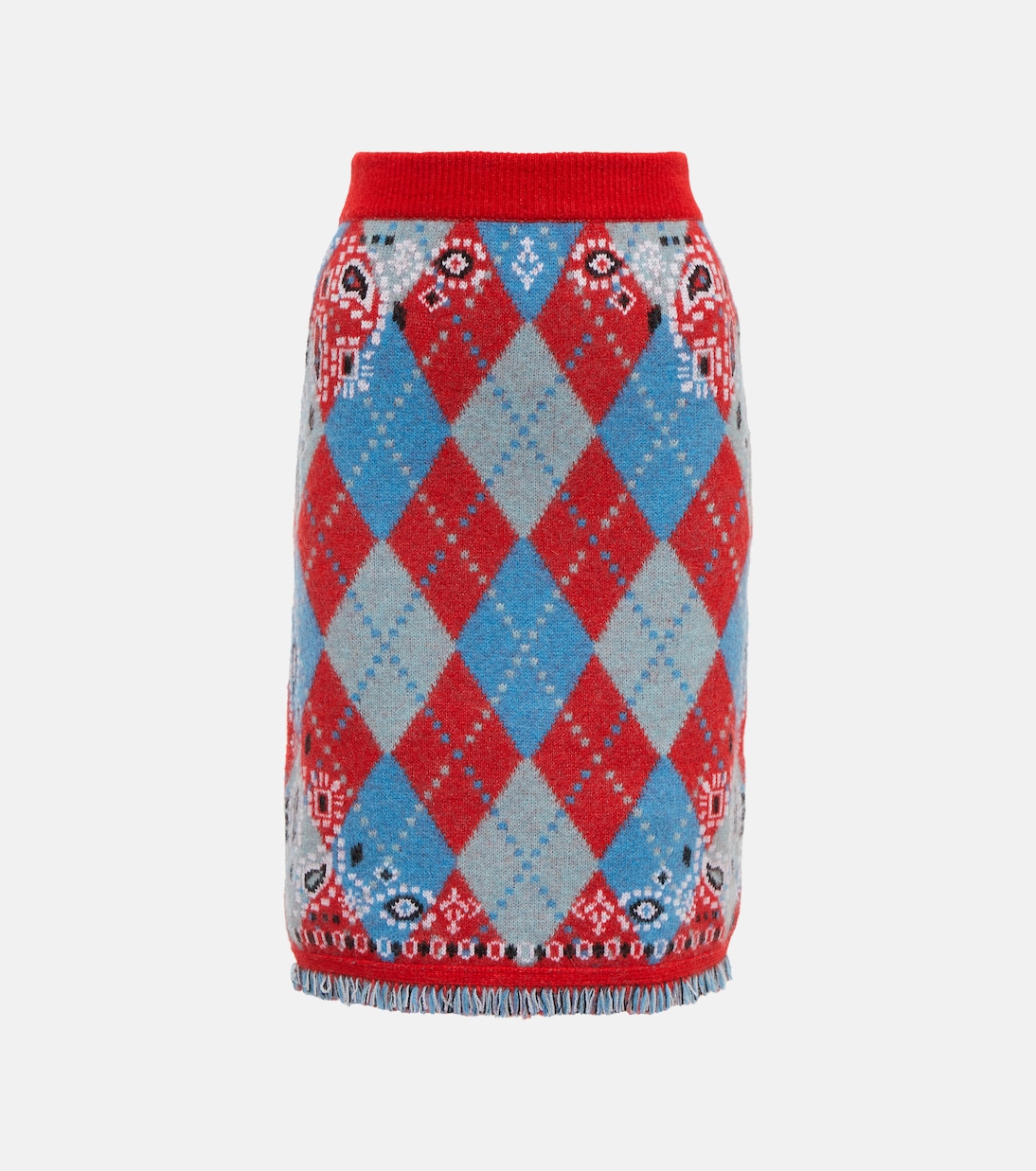 Юбка Bandana Argyle из шерстяной смеси Alanui, Red Cobalt 
Юбка Bandana Argyle из шерстяной смеси Alanui, Red Cobalt