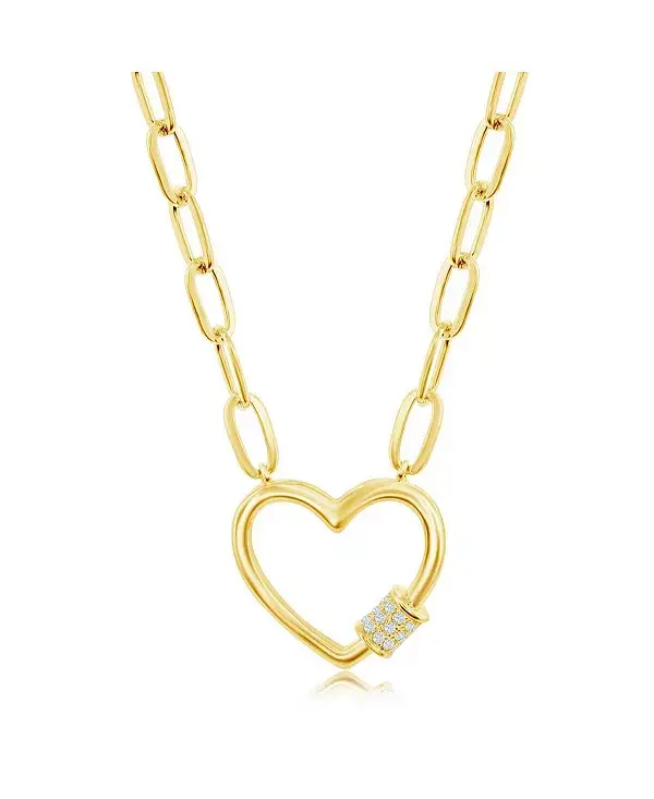 Ожерелье из стерлингового серебра с позолотой или розовым золотом, покрытый сверху на серебряное ожерелье с фианитами в форме сердца и карабином-скрепкой Simona, gold
Ожерелье из стерлингового серебра с позолотой или розовым золотом, покрытый сверху на серебряное ожерелье с фианитами в форме сердца и карабином-скрепкой Simona, gold