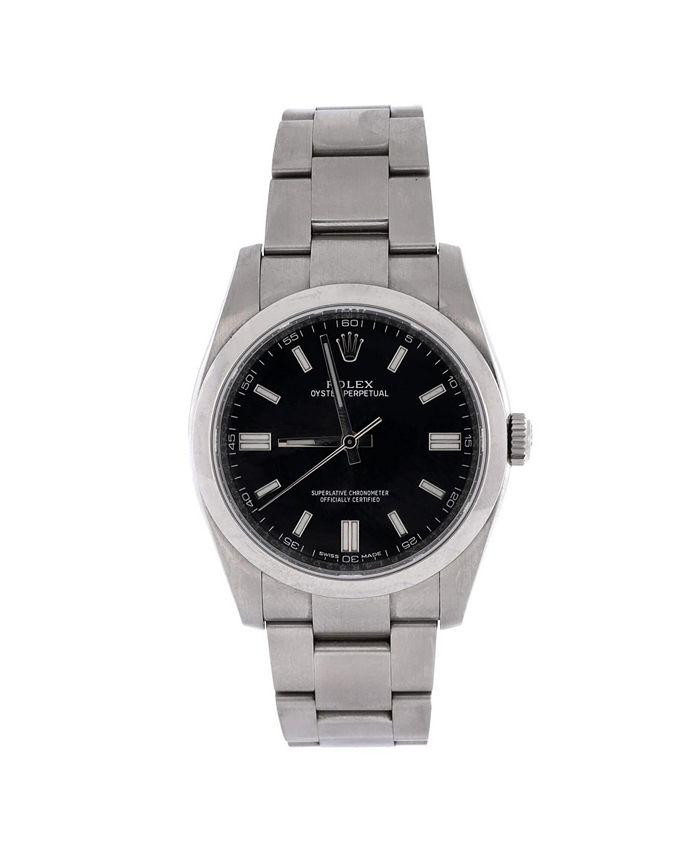 Часы Oyster Perpetual с автоматическим механизмом, корпус из нержавеющей стали, 36 мм Pre-Owned Rolex, черный 
Часы Oyster Perpetual с автоматическим механизмом, корпус из нержавеющей стали, 36 мм Pre-Owned Rolex, черный