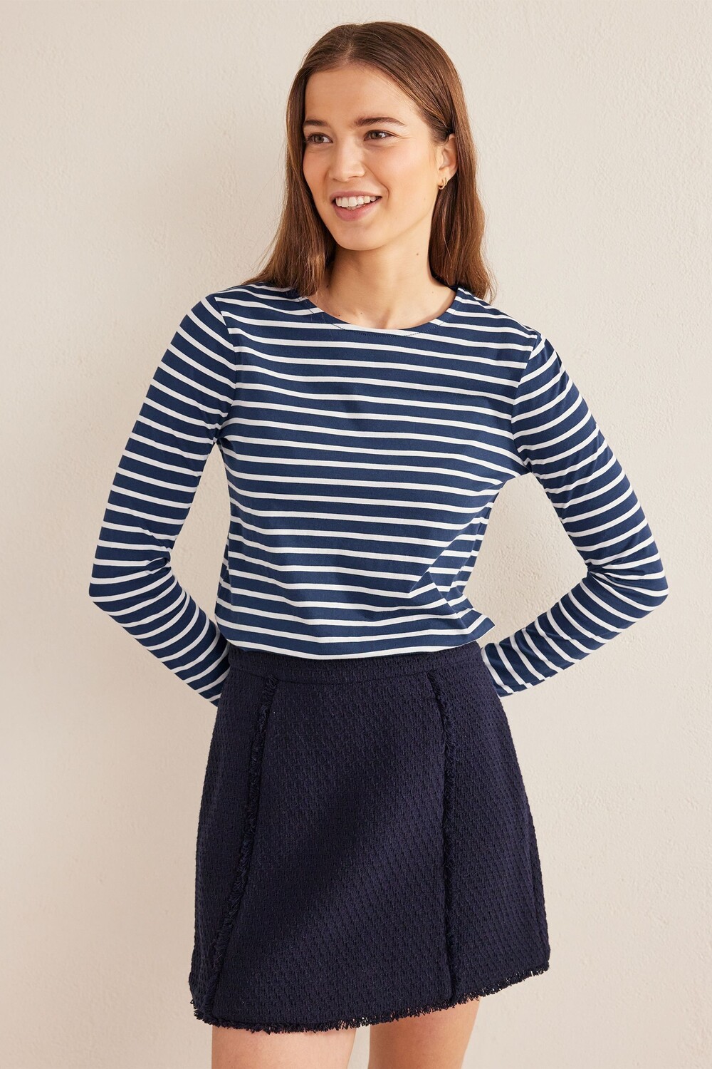 Бретонская блузка с длинными рукавами Boden, синий 
Бретонская блузка с длинными рукавами Boden, синий