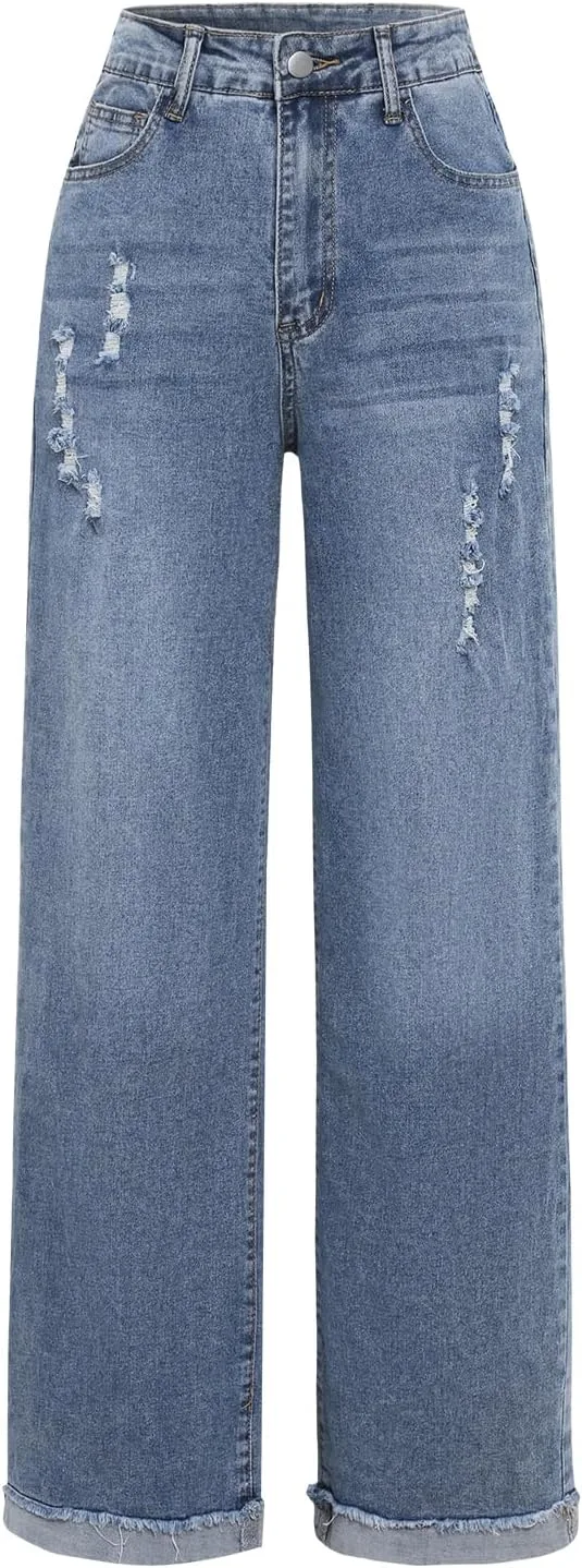 Женские джинсы с высокой талией, прямые, потертые
Женские джинсы с высокой талией, прямые, потертые