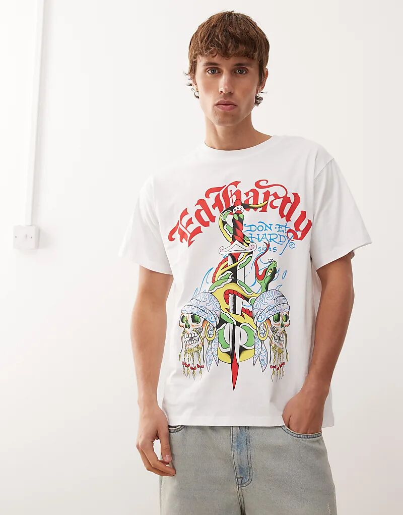 Футболка Ed Hardy с короткими рукавами, пиратским черепом и змеей, белая
Футболка Ed Hardy с короткими рукавами, пиратским черепом и змеей, белая