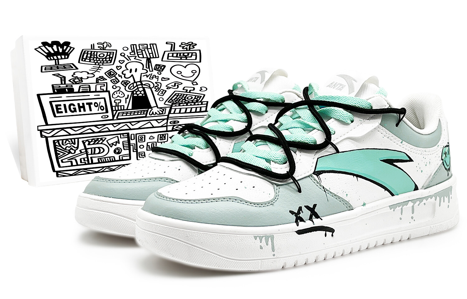 Кроссовки для скейтборда мужские низкие белый/голубой/черный Anta
Кроссовки для скейтборда мужские низкие белый/голубой/черный Anta