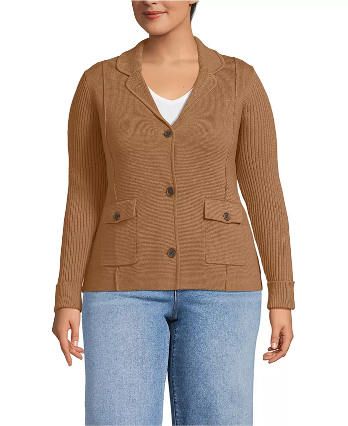 Женский свитер-блейзер Drifter больших размеров с ребристым воротником Lands' End, коричневый/бежевый
Женский свитер-блейзер Drifter больших размеров с ребристым воротником Lands' End, коричневый/бежевый