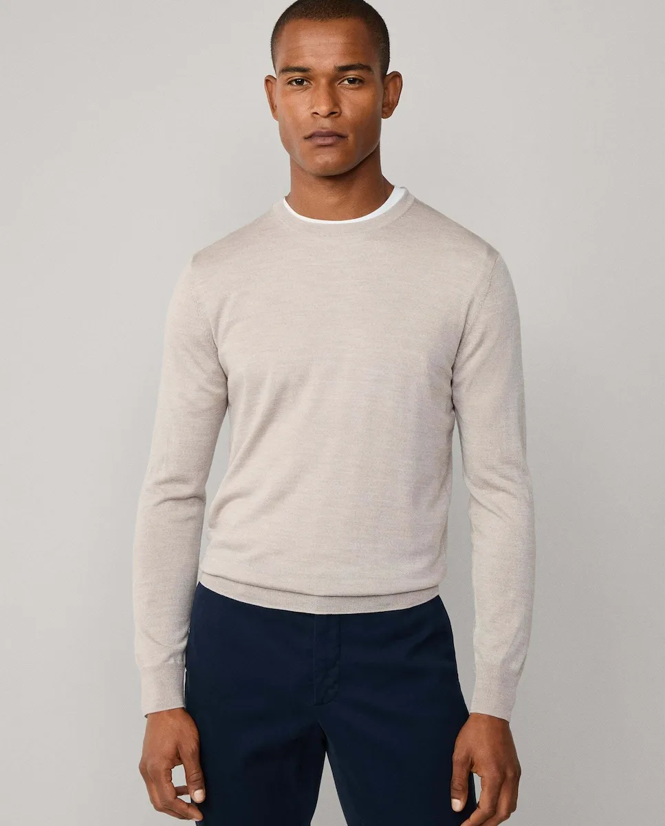 Мужской свитер из шерсти мериноса и шелка с круглым вырезом Hackett, бежевый
Мужской свитер из шерсти мериноса и шелка с круглым вырезом Hackett, бежевый