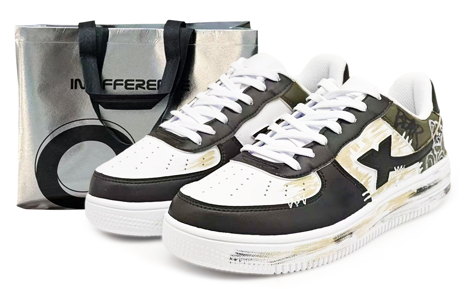 XTEP Кроссовки Air Force One Coverage с низким верхом для скейтборда, устойчивые к истиранию и скольжению, мужские, черно-белые 
XTEP Кроссовки Air Force One Coverage с низким верхом для скейтборда, устойчивые к истиранию и скольжению, мужские, черно-белые