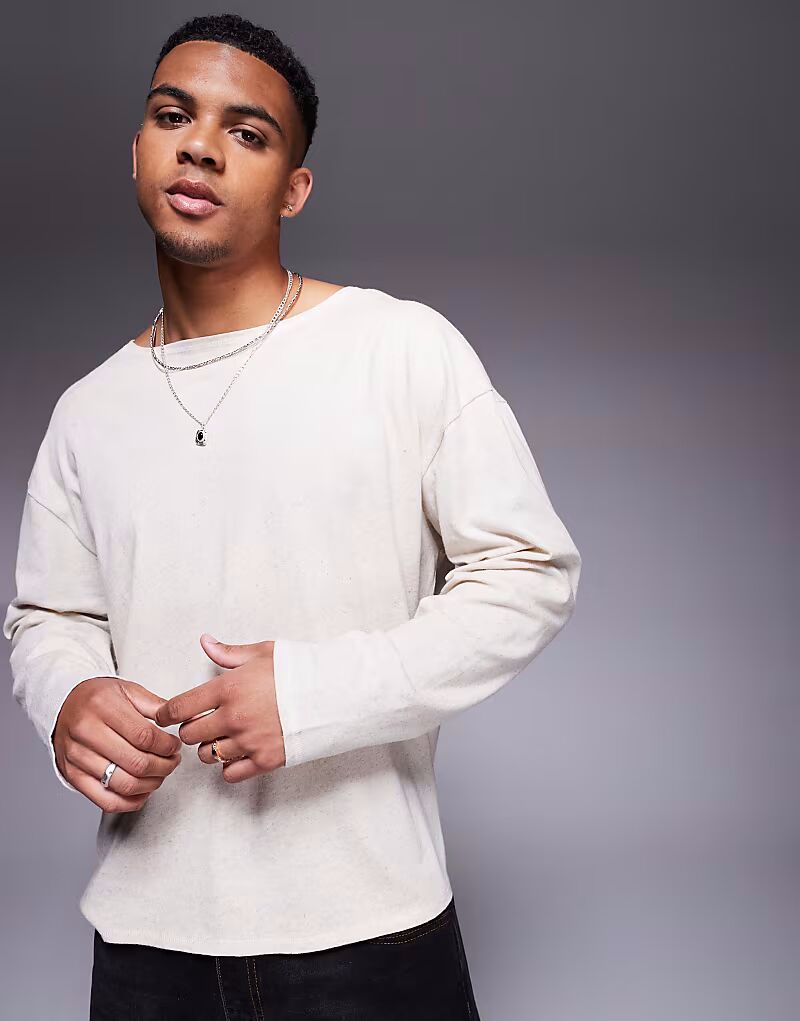 Футболка свободного кроя ASOS DESIGN бежевого цвета с открытым воротом и льняной смесью
Футболка свободного кроя ASOS DESIGN бежевого цвета с открытым воротом и льняной смесью