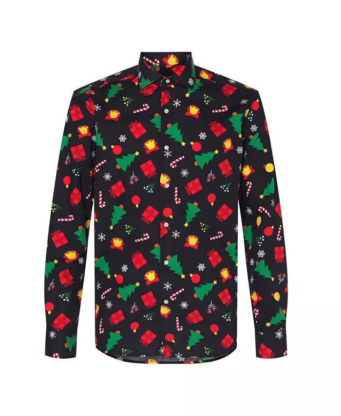 Мужская рождественская рубашка - праздничная рубашка с пуговицами и тематическим принтом - Slim Fit - черная - с длинным рукавом OppoSuits, черный
Мужская рождественская рубашка - праздничная рубашка с пуговицами и тематическим принтом - Slim Fit - черная - с длинным рукавом OppoSuits, черный