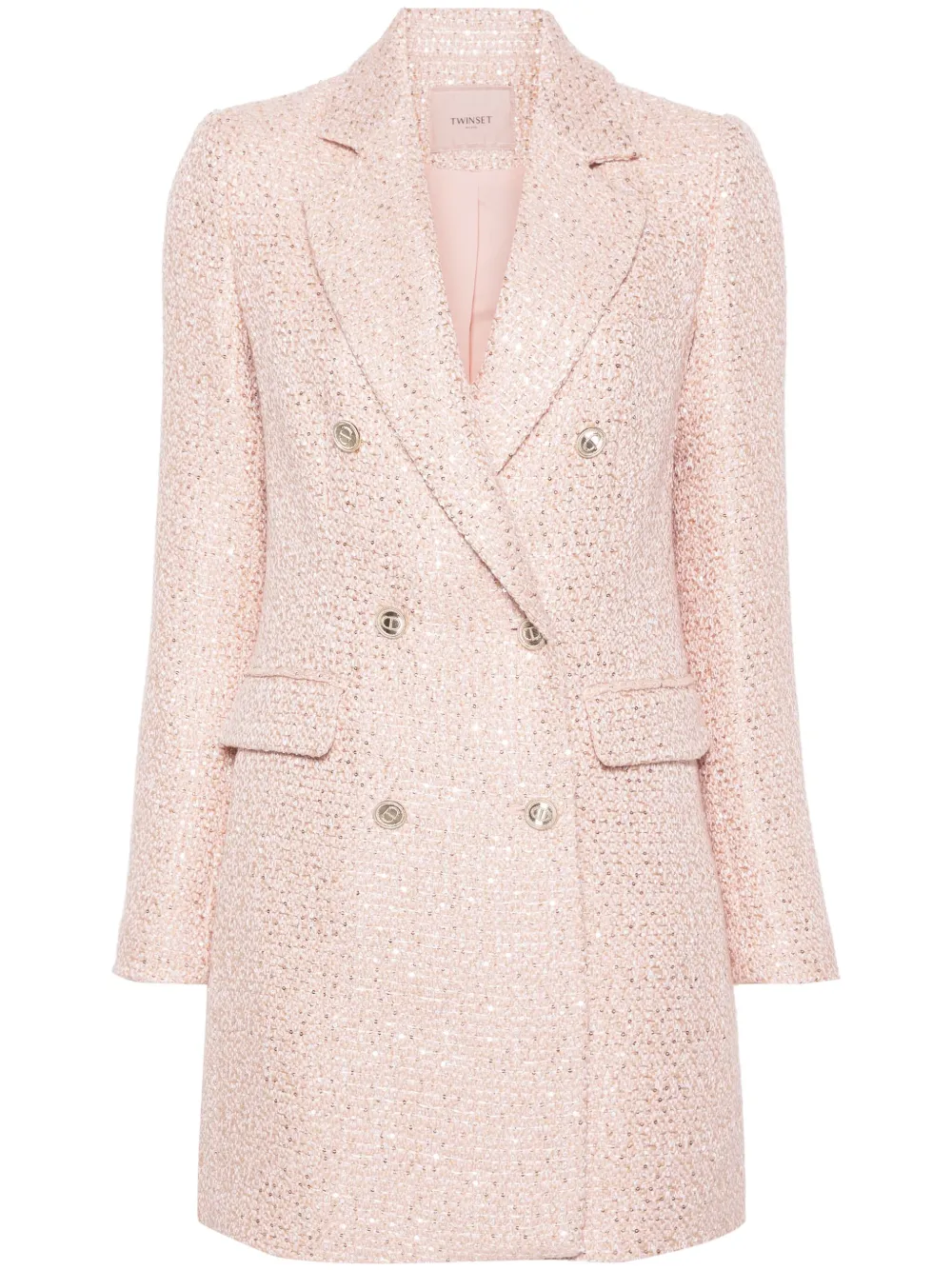 Двубортное пальто из ткани букле TWINSET, розовый
Двубортное пальто из ткани букле TWINSET, розовый