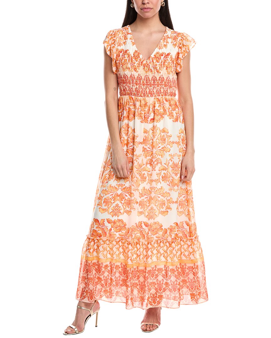 Платье миди из шифона со сборкой Maison Tara, оранжевый 
Платье миди из шифона со сборкой Maison Tara, оранжевый