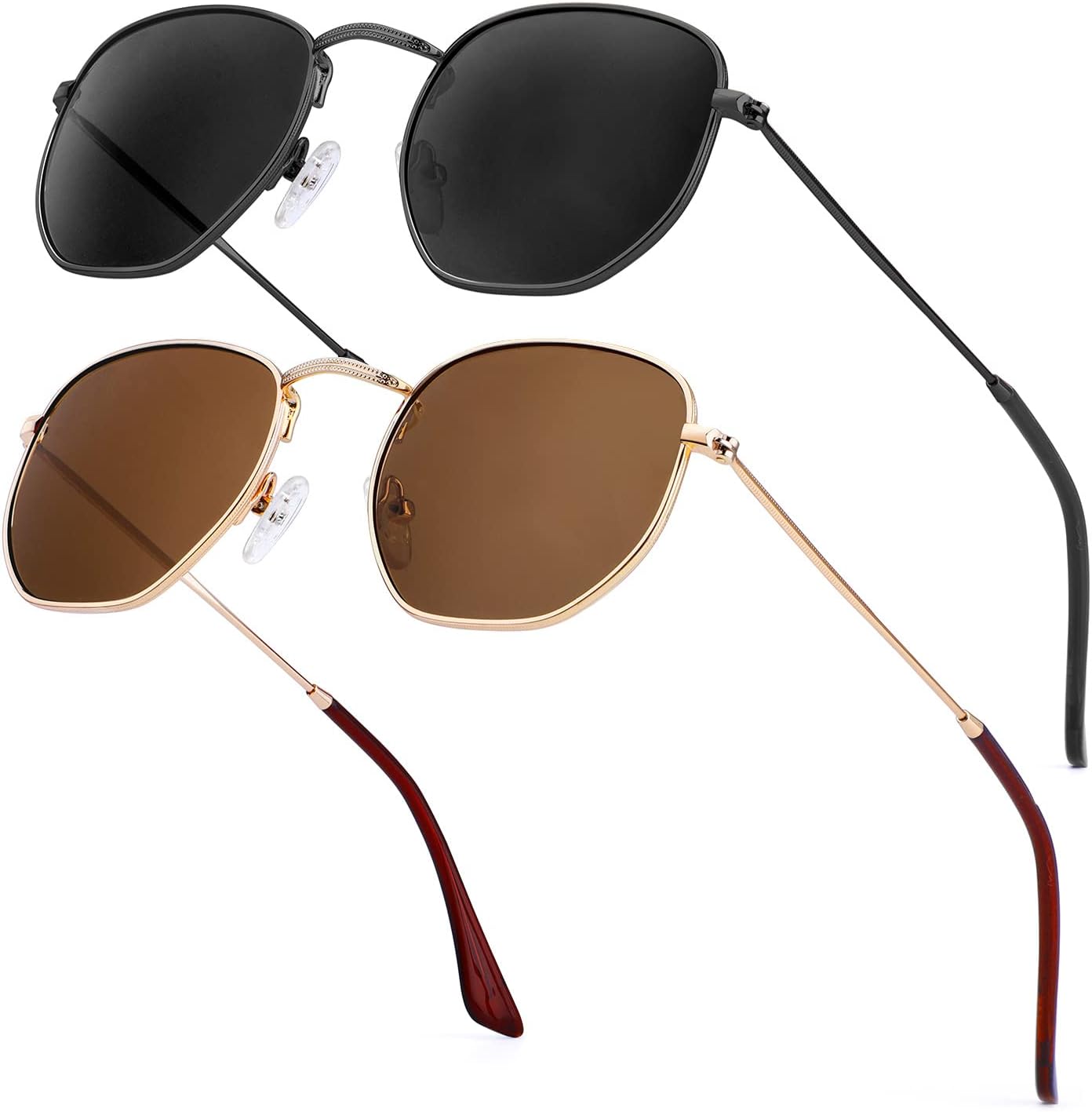 Солнцезащитные очки KALIYADI для женщин и мужчин, поляризованные, квадратная форма, защита от УФ-излучения, модная шестиугольная металлическая оправа, B3 (2 Pack) Black/Grey + Gold/Brown (Hexagonal)
Солнцезащитные очки KALIYADI для женщин и мужчин, поляризованные, квадратная форма, защита от УФ-излучения, модная шестиугольная металлическая оправа, B3 (2 Pack) Black/Grey + Gold/Brown (Hexagonal)