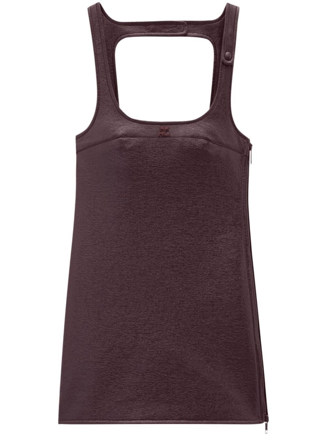 Courrèges платье мини из искусственной кожи, коричневый 
Courrèges платье мини из искусственной кожи, коричневый