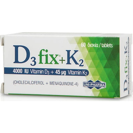 D3 Fix 4000 МЕ K2 45 мг пищевая добавка - 60 капсул Uni-Pharma
D3 Fix 4000 МЕ K2 45 мг пищевая добавка - 60 капсул Uni-Pharma